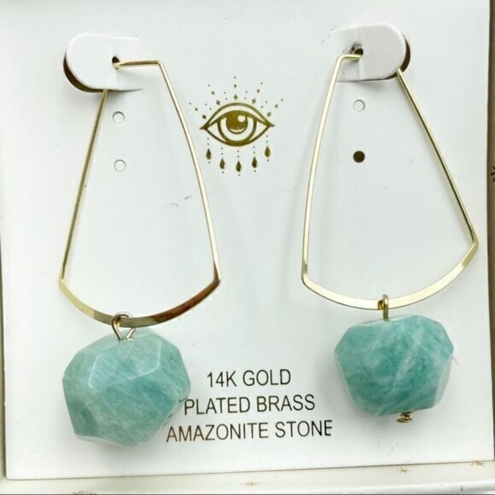 14kt plated amazonite stone drop earrings …